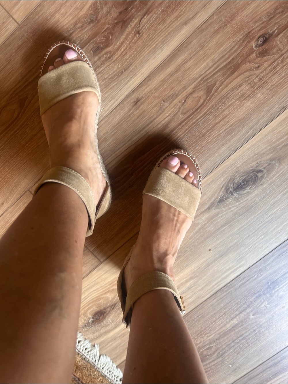 Franco Sarto Tan Suede Espadrille Ankle-Strap Sandals - Picture 1 of 8